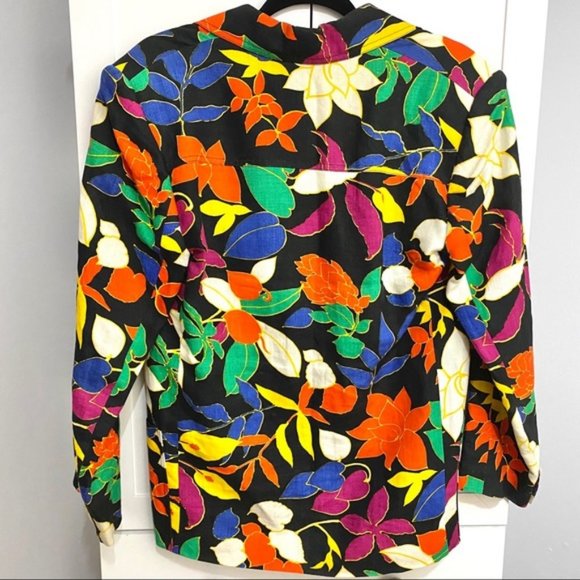 Céline Paris Vintage Linen Floral Print Blazer - Picture 4 of 12